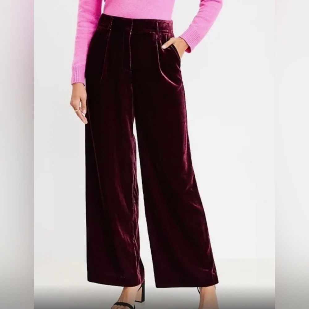 Loft Velvet Pants 0 Reg burgundy magenta